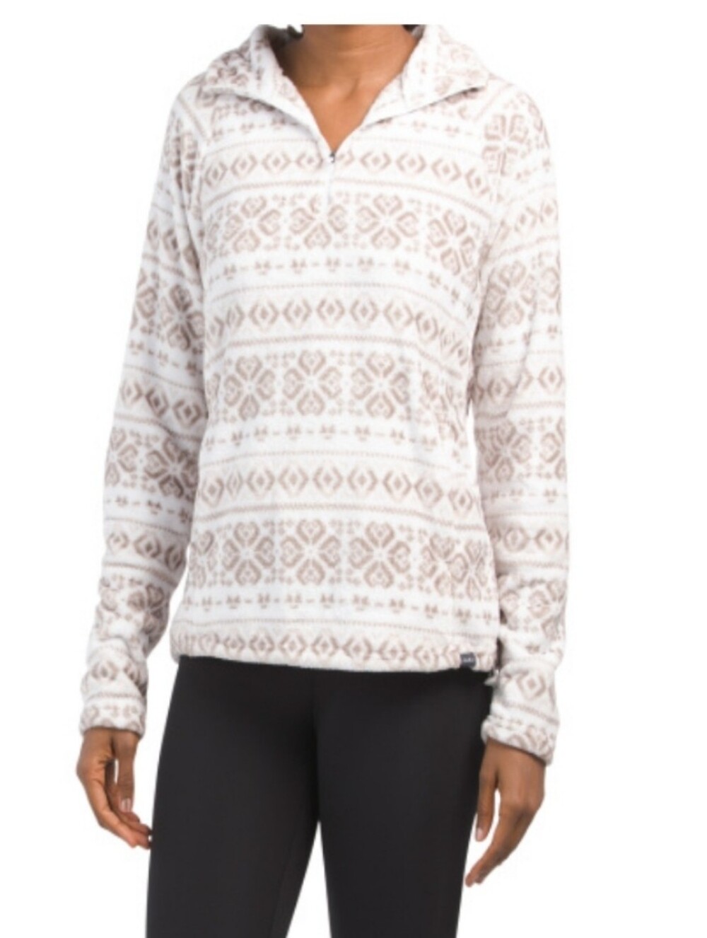 Eddie Bauer Cozy Half-Zip Fleece Pullover Fair Isle in Cream - Size: L NWOT